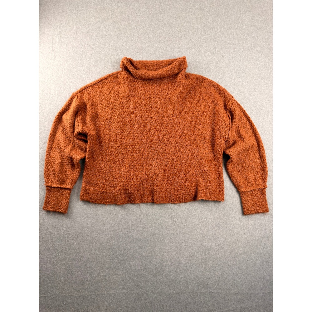 Perfect Pumpkin Patch Rust Orange Popcorn Boucle Cowl Neck Cropped Sweater Small